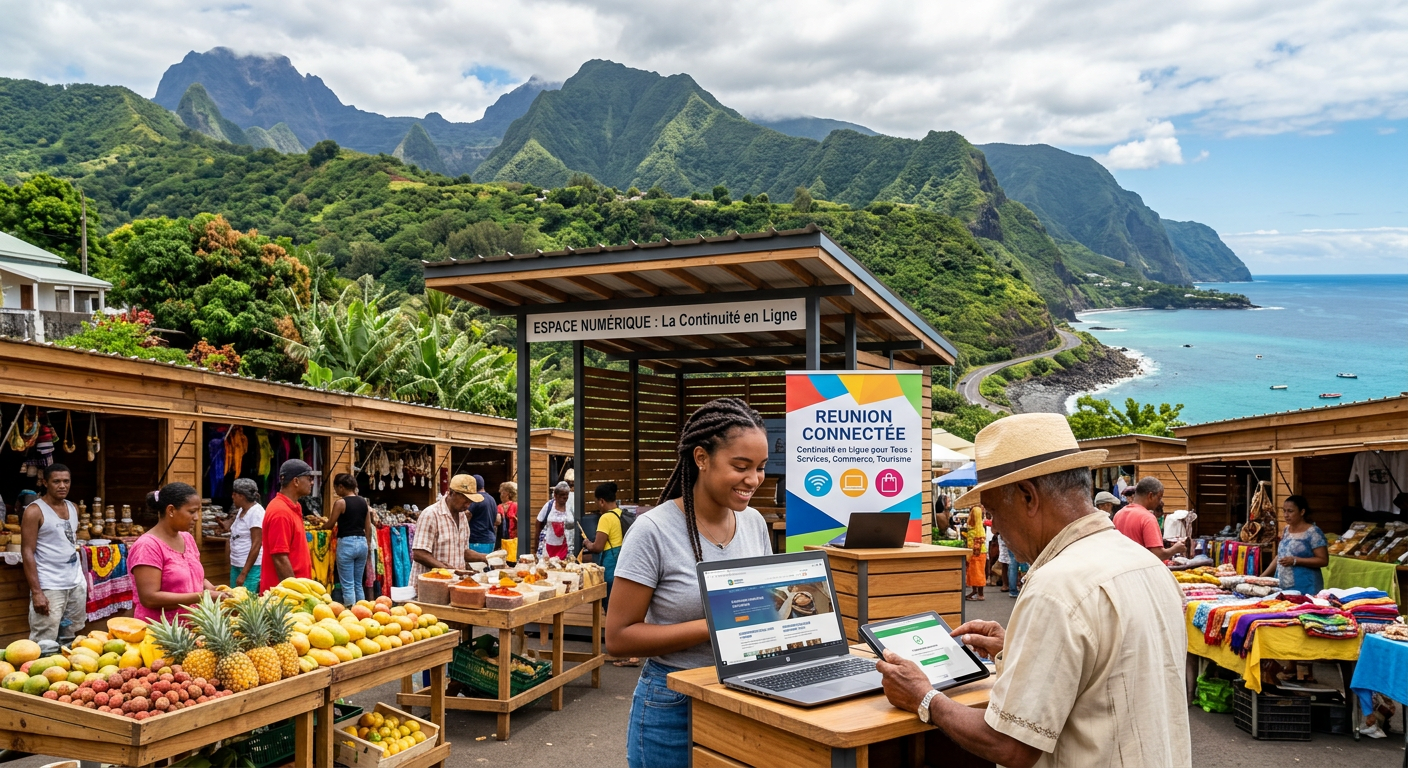 Paysage de La Réunion : activité locale et continuité en ligne